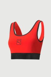 TOP DAMSKI PUMA-BRA TOP PUMA X VOGUE logo CZERWONY. Czerwone topy sportowe damskie Puma, uniwersalny, bez wzorów, z dresówki, bez ramiączek. Za 175.64 zł.