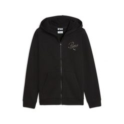 Młodzieżowa rozpinana bluza z kapturem Essentials Script PUMA. Czarna bluzy z kapturem damskie Puma, na jesień, m, z dzianiny. Za 140.99 zł.