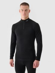 4F Bielizna termoaktywna bezszwowa z wełną Merino (góra) męska - czarna L/XL. Czarna bielizna termoaktywna męska 4f, l, bez wzorów, z dzianiny. Za 349.99 zł.