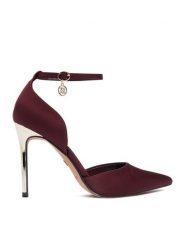 Nine West Szpilki CEO-CWBFS255 Bordowy. Czerwone szpilki Nine West, bez wzorów, z materiału, bez obcasa. Za 249.99 zł.