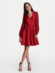Swing Sukienka koktajlowa 5AI13900 Czerwony Regular Fit. Czerwone sukienki damskie Swing, bez wzorów, z syntetyku, wizytowe, bez kołnierzyka, bez ramiączek. Za 529.99 zł.