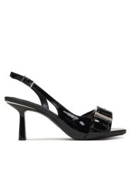 DKNY Sandały Nolana K1621237 Czarny. Czarne sandały damskie DKNY, bez wzorów, ze skóry, bez obcasa, na szpilce. Za 619.99 zł.