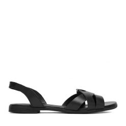Sandały Lasocki. Czarne sandały damskie Lasocki, bez wzorów, bez obcasa, na płaskiej podeszwie. Za 159.99 zł.