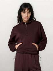 Bluza z domieszką wiskozy - brązowy. Brązowe bluzy bez kaptura damskie Sinsay, l, z wiskozy. Za 49.99 zł.