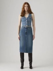 Levi's Spódnica dżinsowa w kolorze niebieskim rozmiar: W30. Niebieskie spódniczki damskie Levi's, s, z aplikacjami, z bawełny, klasyczne, midi, proste. Za 209.95 zł.