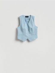 Kamizelka z lyocellem - jasnoniebieski. Niebieskie kamizelki damskie Reserved, l, z lyocellu. Za 139.99 zł.