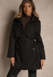 Czarna Kurtka Typu Parka z Kapturem o Klasycznym Kroju Tulania. Czarne kurtki damskie Renee, l, bez wzorów, z jeansu. Za 219.99 zł.