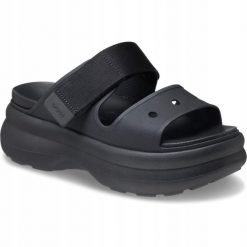 Sandały dla Kobiet Crocs Soho Two Strap Sandal. Czarne sandały damskie Crocs, bez wzorów, z materiału, bez obcasa, na platformie. Za 289.99 zł.