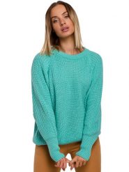 Made of emotion Sweter w kolorze turkusowym rozmiar: S/M. Niebieskie swetry klasyczne damskie Made Of Emotion, m, ze splotem, bez kołnierzyka. Za 149.66 zł.