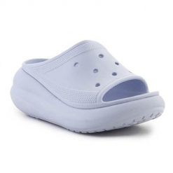 Klapki damskie Crocs Crush. Niebieskie klapki damskie Crocs, bez wzorów, z materiału, bez obcasa. Za 327.00 zł.