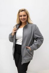 Kurtka bomberka Balance we wzór w jodełkę, z kieszeniami i ściągaczami PLUS SIZE XXL OVERSIZE WIOSNA. Kurtki damskie Moda Size Plus Iwanek, na wiosnę, l, bez wzorów, z elastanu, bez kaptura. Za 319.90 zł.