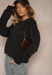 Czarna Casualowa Bluza z Bawełną i Ściągaczami Ivellemi. Czarne bluzy bez kaptura damskie Renee, l, z bawełny. Za 34.99 zł.