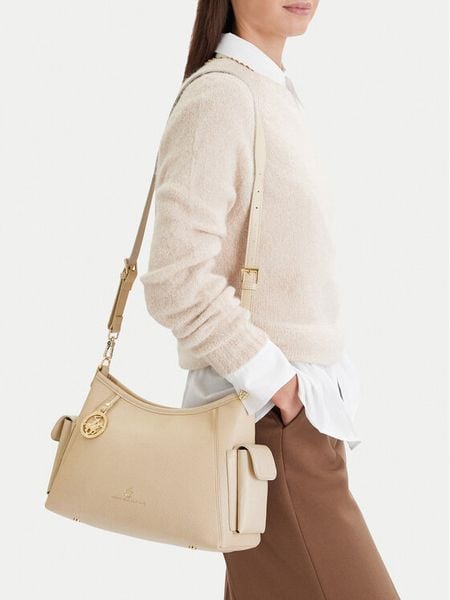 Beverly Hills Polo Club Torebka CEO-BHPC-L-001-09 Beżowy. Brązowe listonoszki damskie Beverly Hills Polo Club, bez wzorów, z materiału, bez dodatków. Za 219.99 zł.