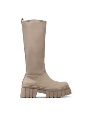 DeeZee Kozaki ZAL90099Y-3 Beżowy. Brązowe kozaki damskie DeeZee, ze skóry, bez obcasa, na płaskiej podeszwie. Za 249.99 zł.
