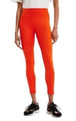 Desigual Lemon legginsy damskie pomarańczowe 7/8 wysoki pas L. Brązowe legginsy damskie Desigual, l, bez wzorów, z elastanu. Za 283.99 zł.