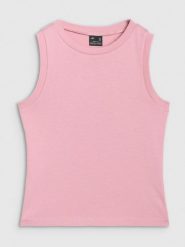 4F Top slim gładki damski - różowy S. Czerwone topy damskie 4f, s, bez wzorów, z bawełny, bez kołnierzyka. Za 39.99 zł.