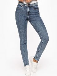 WRANGLER HIGH SKINNY DAMSKIE SPODNIE JEANSOWE RISKY BUSINESS W27HQB25G 112128108. Spodnie materiałowe damskie Wrangler, bez wzorów, z jeansu. W wyprzedaży za 89.99 zł.