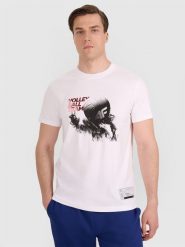 4F T-shirt regular z nadrukiem siatkarskim męski - biały XL. Białe t-shirty męskie 4f, l, bez wzorów, z bawełny, bez kołnierzyka. Za 69.99 zł.
