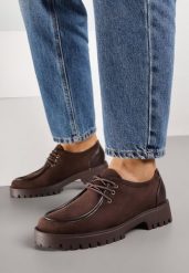 Brązowe Półbuty Mokasyny w Stylu Boat Shoes ze Sznurowaniem Balmitar. Brązowe mokasyny damskie Renee, z jeansu. Za 119.99 zł.