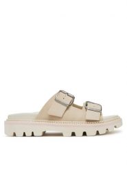 Tommy Jeans Klapki Double Strap Sandal Suede EN0EN02797 Écru. Klapki damskie Tommy Jeans, bez wzorów, z jeansu, bez obcasa. Za 309.99 zł.