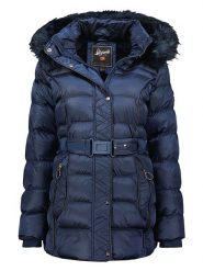 Geographical Norway Płaszcz zimowy "Aimeraude" w kolorze granatowym rozmiar: XL. Niebieskie płaszcze damskie Geographical Norway, na zimę, xl, bez wzorów, z puchu. Za 295.66 zł.