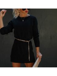 Milan Kiss Sukienka dzianinowa w kolorze czarnym rozmiar: L. Czarne sukienki damskie Milan Kiss, na co dzień, l, bez wzorów, z dzianiny, bez kołnierzyka, bez ramiączek, mini, proste. Za 130.99 zł.