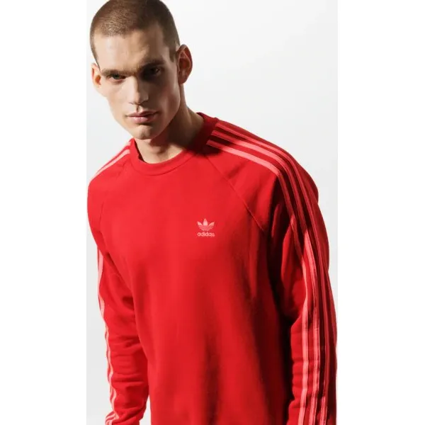 Adidas Bluza 3-Stripes Crew , czerwony, rozmiar M. Czerwone bluzy bez kaptura męskie Adidas, m, z bawełny. Za 249.99 zł.