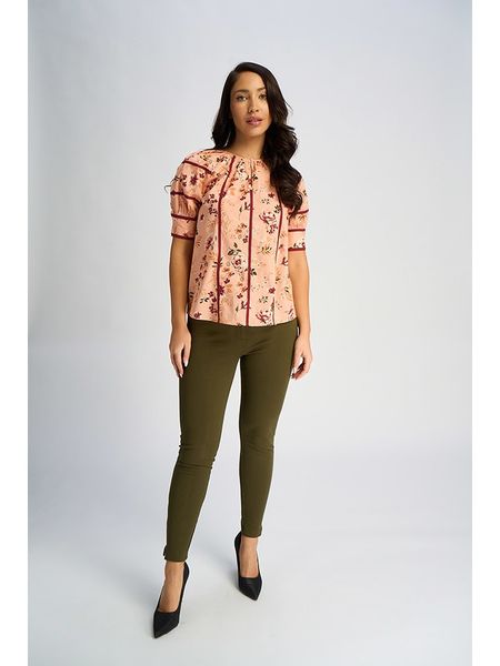 Marks & Spencer Bluzka w kolorze beżowo-bordowym rozmiar: 44. Brązowe bluzki damskie Marks & Spencer, bez wzorów, z bawełny, bez kołnierzyka, bez ramiączek. Za 58.00 zł.