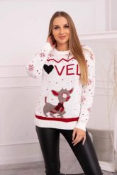Sweter świąteczny z napisem ecru. Swetry klasyczne damskie KESI, l, z wełny, bez kołnierzyka, plus size. Za 125.45 zł.