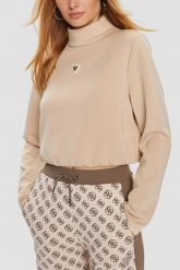 GUESS Beżowa damska bluza Olympe, Rozmiar L. Brązowe bluzy bez kaptura damskie Guess, l. W wyprzedaży za 197.99 zł.
