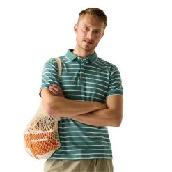 Męska Koszulka Polo Tiver W Paski. Białe koszulki polo męskie Regatta, m, bez wzorów, z bawełny, bez ramiączek. Za 110.99 zł.