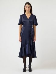 YAS Sukienka w kolorze granatowym rozmiar: 40. Niebieskie sukienki damskie YAS, bez wzorów, bez kołnierzyka, bez ramiączek, midi. Za 131.12 zł.