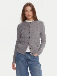 Tommy Hilfiger Kardigan WW0WW47463 Szary Regular Fit. Szare kardigany damskie Tommy Hilfiger, s, bez wzorów, z wełny. Za 599.99 zł.