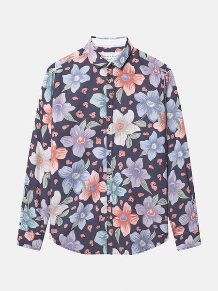 COLOURS & SONS Koszula w kolorze granatowym rozmiar: L. Niebieskie koszule męskie COLOURS & SONS, l, bez wzorów, z bawełny, bez kołnierzyka, bez ramiączek. Za 174.95 zł.