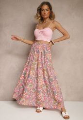 Różowa Spódnica Rozkloszowana High Waist z Motywem Paisley Nevolissa. Czerwone spódniczki damskie Renee, l, z aplikacjami, z podwyższonym stanem, maxi, koszulowe. Za 44.99 zł.
