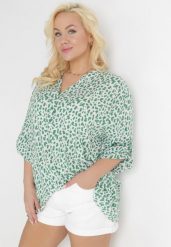 Zielona Bluzka z Wiskozy z Rękawem 3/4 i Rozszerzanym Dołem Secunda. Zielone bluzki damskie Born2be, xl, bez wzorów, z wiskozy, bez kołnierzyka, bez ramiączek. Za 79.99 zł.
