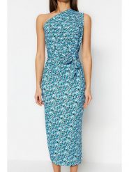 Trendyol Sukienka w kolorze błękitno-czarno-białym rozmiar: XS. Niebieskie sukienki damskie Trendyol, xs, bez wzorów, bez kołnierzyka, bez ramiączek, maxi. Za 52.99 zł.