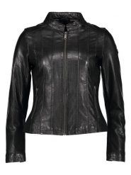 Bugatti Skórzana kurtka w kolorze czarnym rozmiar: 46. Czarne kurtki damskie Bugatti, bez wzorów, ze skóry, bez kaptura. Za 614.96 zł.