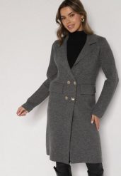 Szary Elegancki Długi Płaszcz Dwurzędowy Oritusa. Szare płaszcze damskie Born2be, uniwersalny, bez wzorów, z jeansu, eleganckie. Za 129.99 zł.