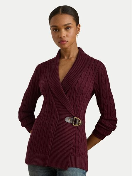 LAUREN RALPH LAUREN Sweter 200808258027 Bordowy Relaxed Fit. Czerwone swetry klasyczne damskie Lauren Ralph Lauren, m, z bawełny, bez kołnierzyka. Za 949.99 zł.