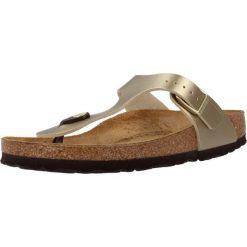 Japonki damskie Birkenstock Gizeh. Żółte klapki damskie Birkenstock, bez wzorów, z materiału, bez obcasa. Za 296.10 zł.