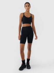 4F Legginsy kolarki bezszwowe treningowe damskie - czarne M/L. Czarne legginsy damskie 4f, l, bez wzorów, z dzianiny. W wyprzedaży za 99.99 zł.