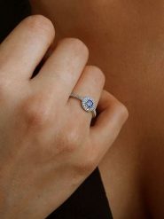 DIA DIAMONDS Srebrny pierścionek z diamentami i tanzanitem rozmiar: 54. Niebieskie pierścionki damskie DIA DIAMONDS, z diamentem, srebrne. Za 395.31 zł.