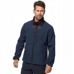 Kurtka lekka granatowa softshell JACK WOLFSKIN SKY POINT. Niebieskie kurtki męskie Jack Wolfskin, m, bez wzorów, z softshellu, bez kaptura. Za 299.00 zł.