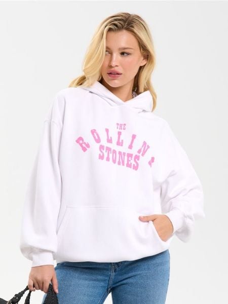 Bluza z nadrukiem The Rolling Stones - kremowy. Białe bluzy bez kaptura damskie Sinsay, l. W wyprzedaży za 42.99 zł.