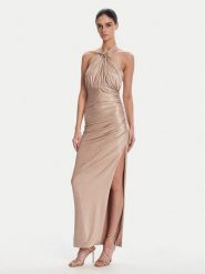 Fracomina Sukienka wieczorowa FQ25SD3002W798T4 Złoty Slim Fit. Żółte sukienki damskie Fracomina, xs, bez wzorów, z syntetyku, wizytowe, bez kołnierzyka, bez ramiączek. Za 899.99 zł.
