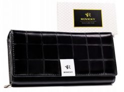 Portfel czarny Rovicky RPX-20A-3. Czarne portfele damskie ROVICKY, z aplikacjami, ze skóry. Za 61.99 zł.