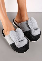 Czarne Kapcie z Uszami Królika Zarmo. Czarne kapcie damskie Renee, z futra. Za 34.99 zł.