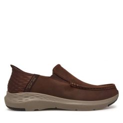 Półbuty Skechers. Brązowe półbuty męskie Skechers, bez zapięcia. Za 299.99 zł.