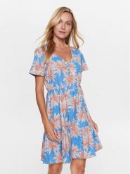 Roxy Sukienka letnia ERJWD03709 Błękitny Regular Fit. Niebieskie sukienki damskie Roxy, na co dzień, na lato, xs, bez wzorów, z bawełny, bez kołnierzyka, bez ramiączek, proste. Za 289.99 zł.